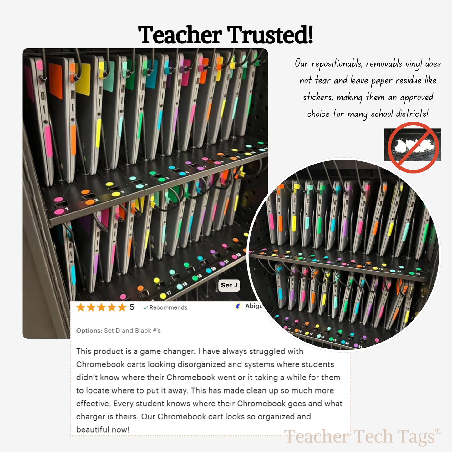 Color Coded Chromebook Laptop Labels for Classroom Organization