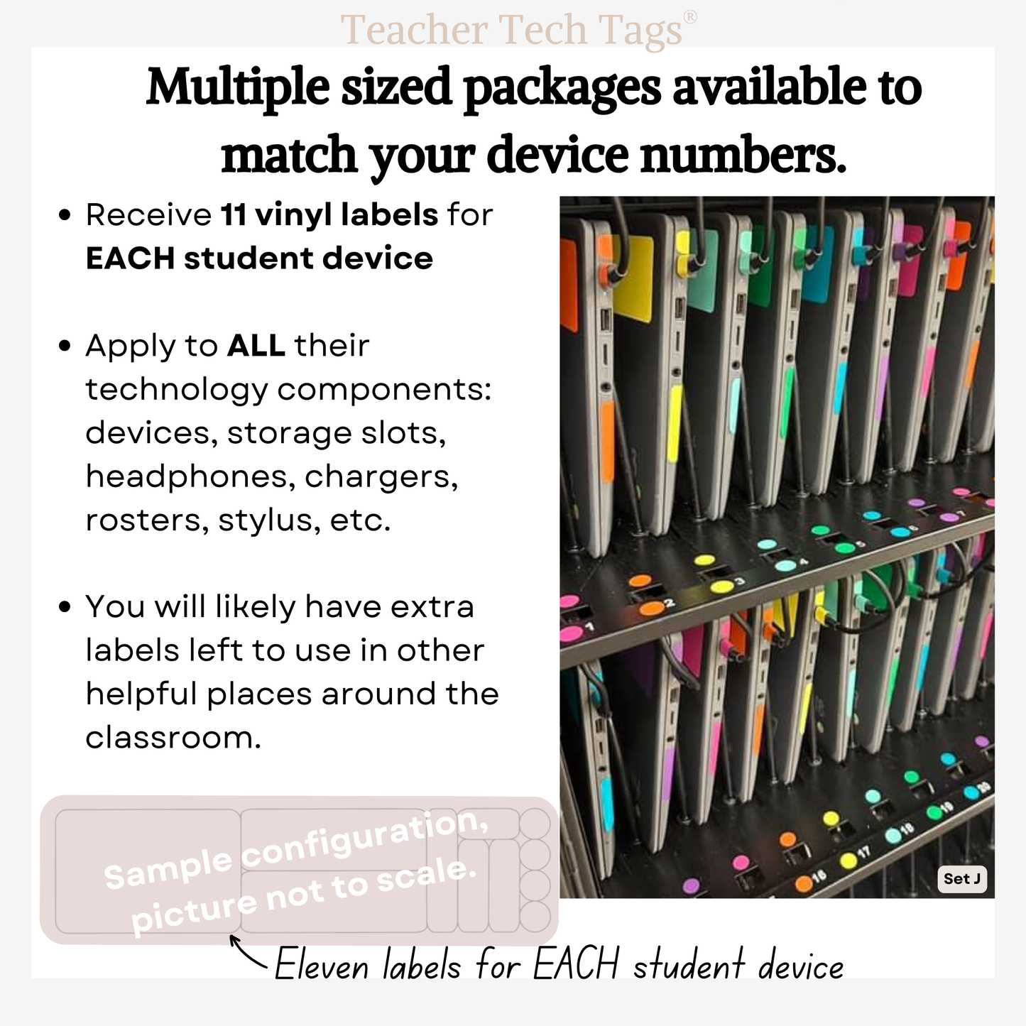 Color Coded Chromebook Laptop Labels for Classroom Organization