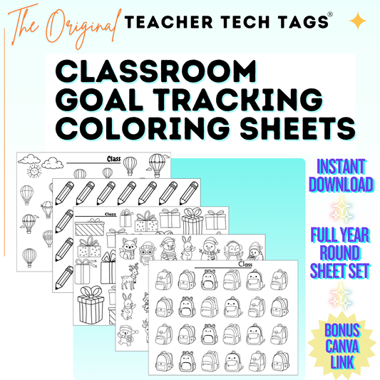 Classroom Goal Tracking Coloring Sheets | Printable Elementary Teacher Resource (Digital Download)