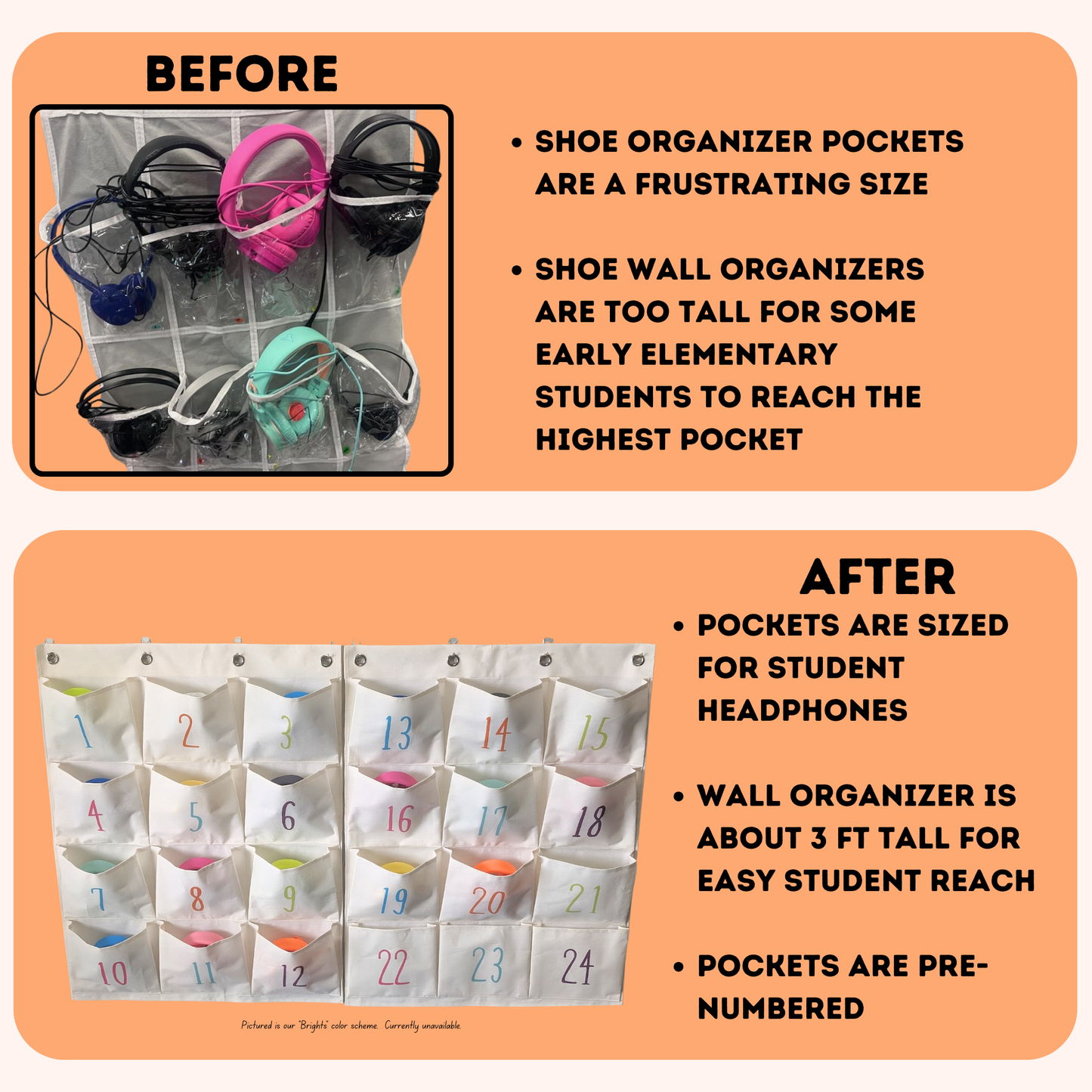 Classroom Headphone Organizer Pocket Charts
