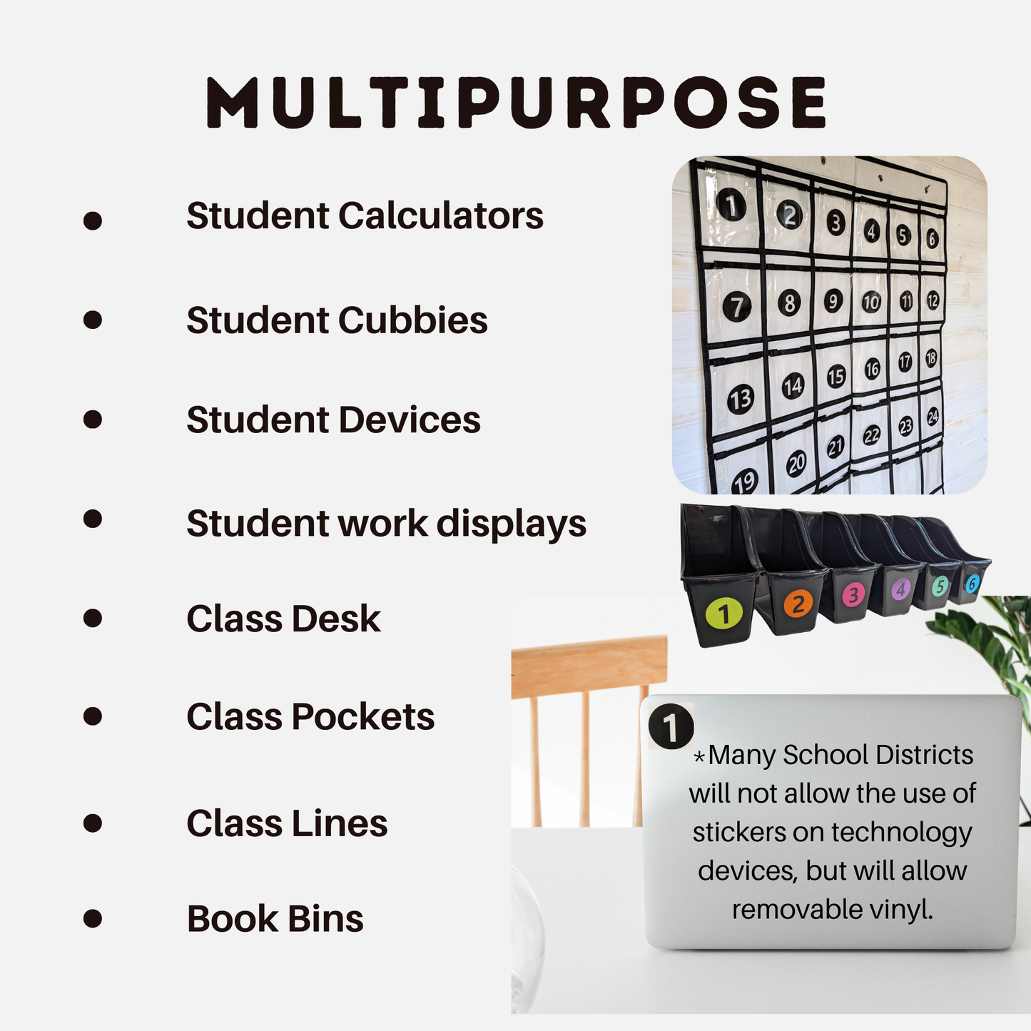 Colorful vinyl number decals for classroom cubbies and organization must have for teacher tool for classroom management routine elementary