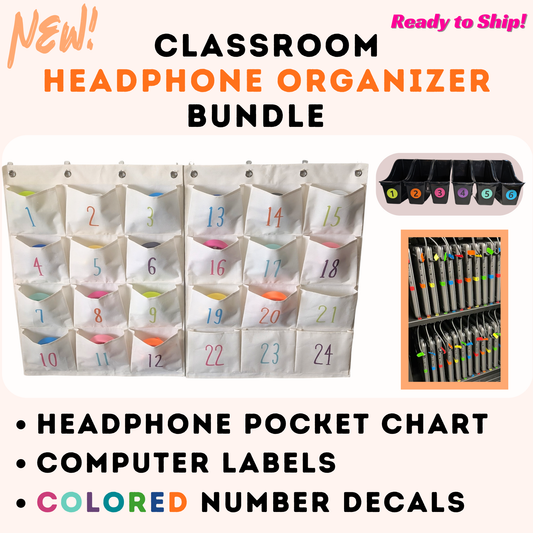 Classroom Headphone Organizer Pocket Chart for Elementary Classrooms