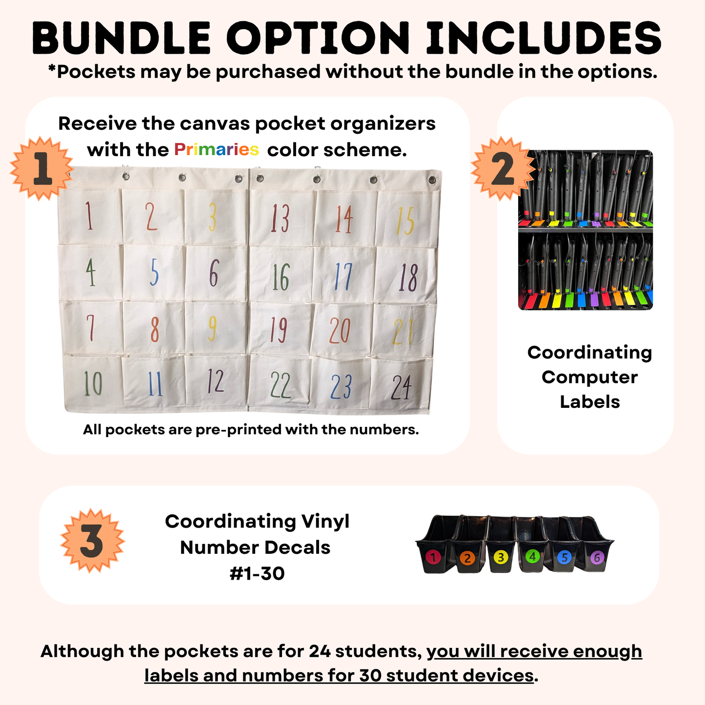 Classroom Headphone Organizer Pocket Charts