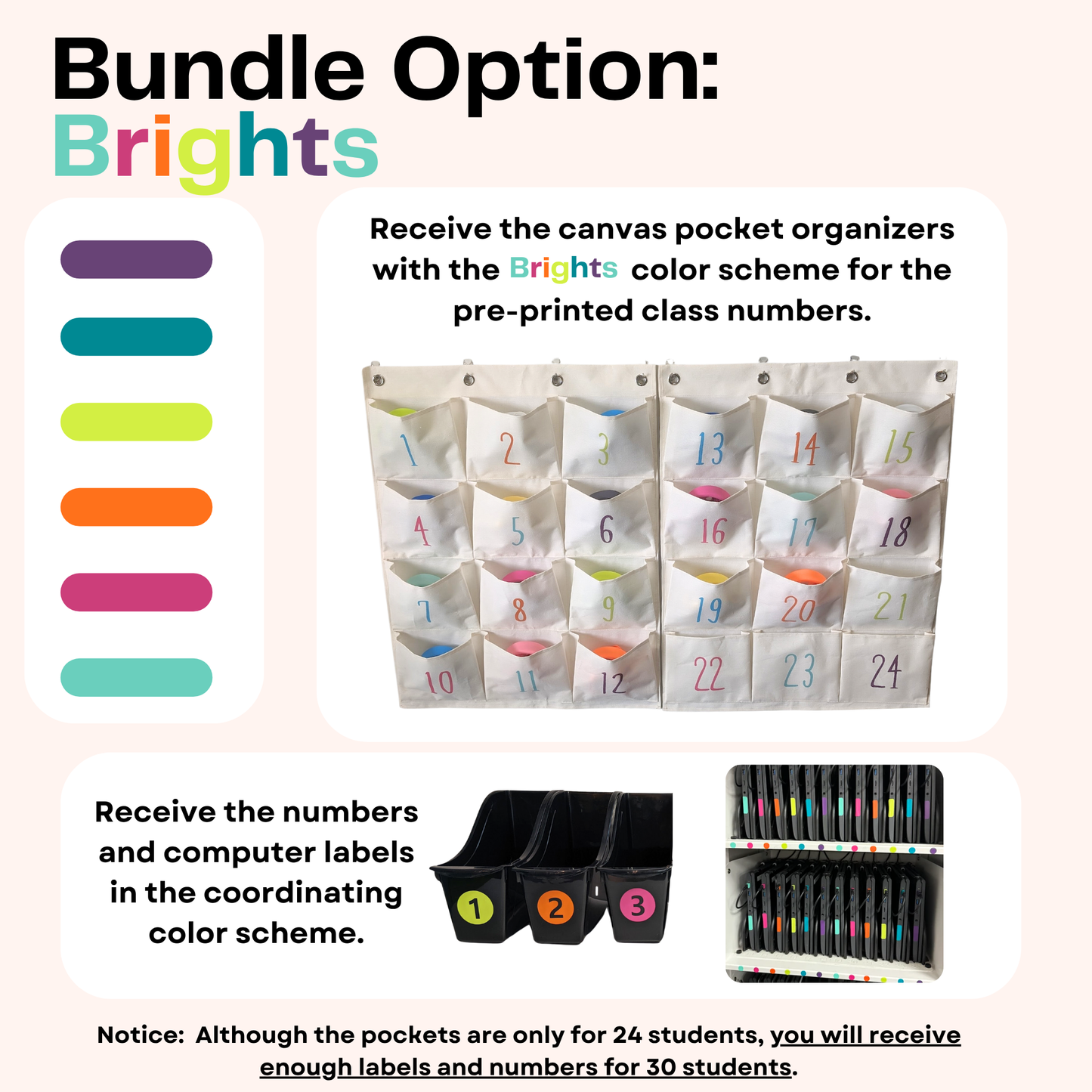 Classroom Headphone Organizer Pocket Chart for Elementary Classrooms