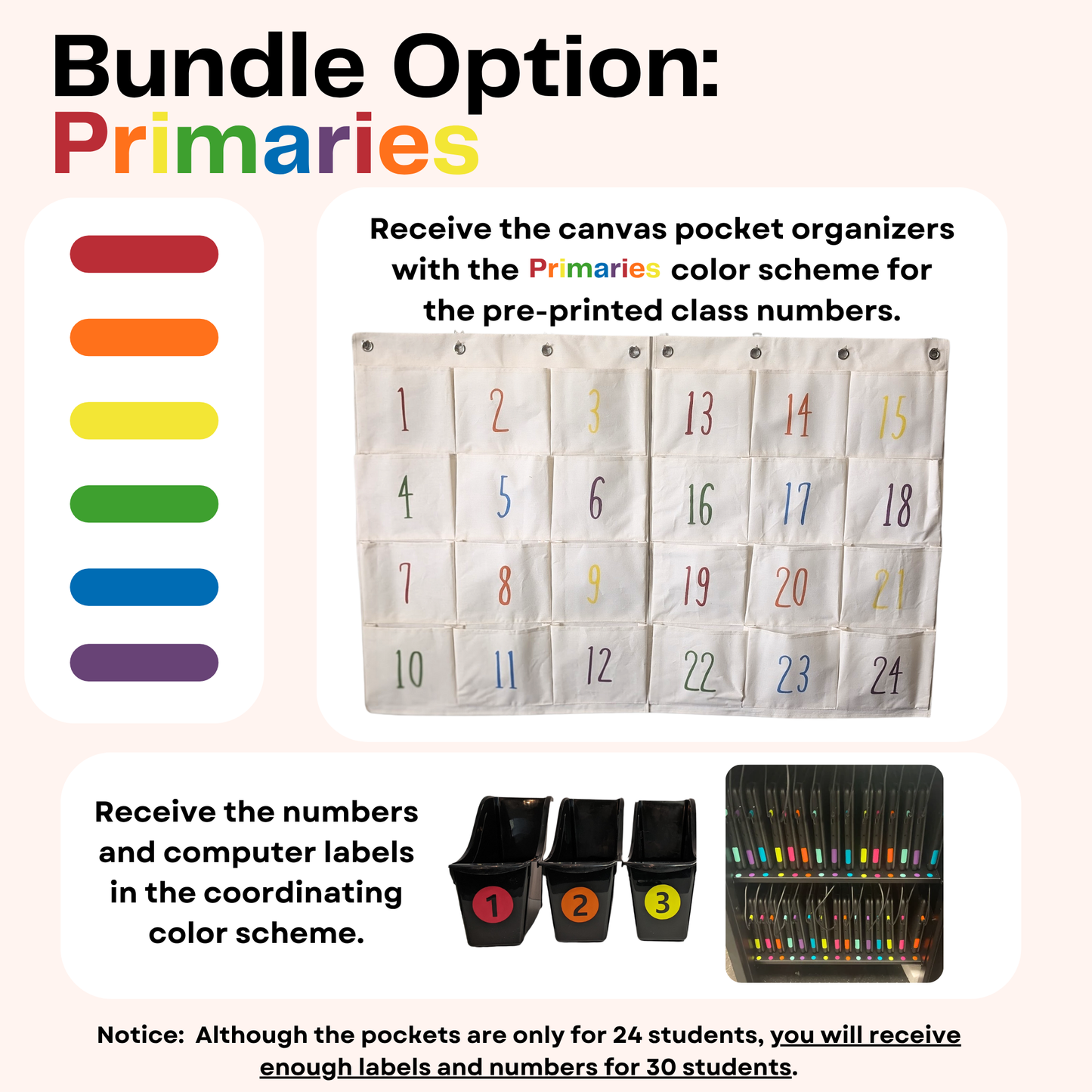 Classroom Headphone Organizer Pocket Chart for Elementary Classrooms