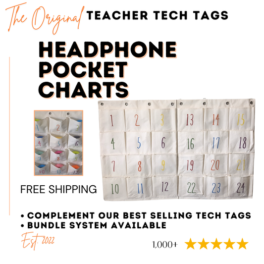 Classroom Headphone Organizer Pocket Chart for Elementary Classrooms