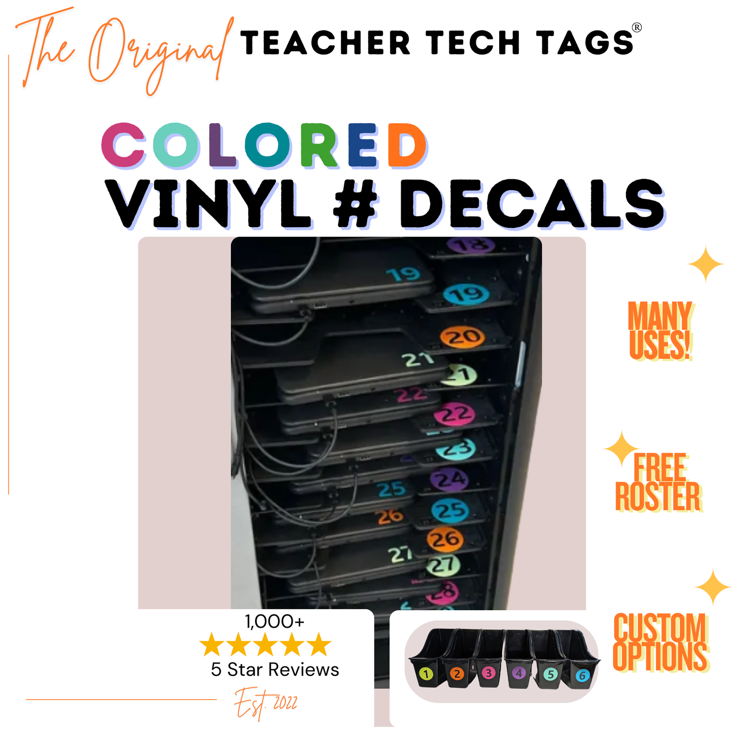 Colorful vinyl number decals for classroom cubbies and organization must have for teacher tool for classroom management routine elementary