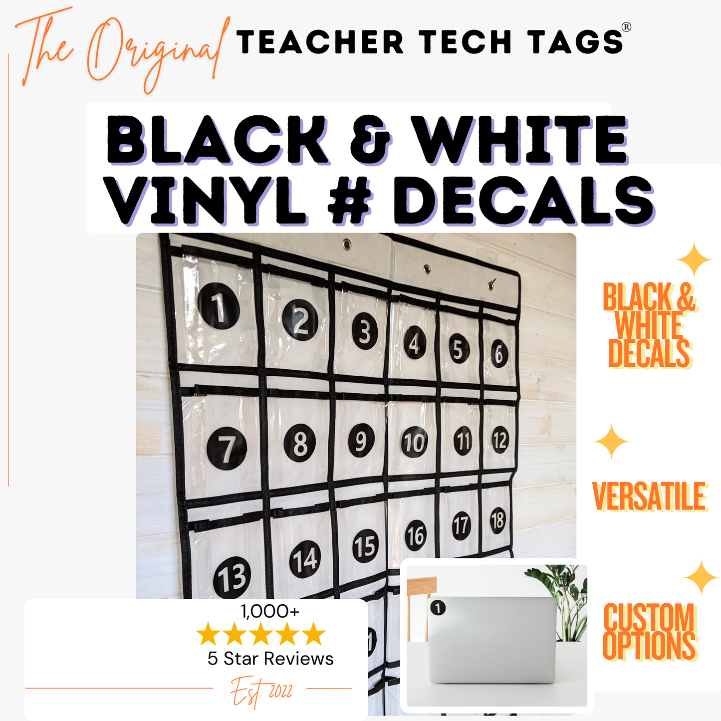 Vinyl Number Decals for Classroom Organization | Waterproof
